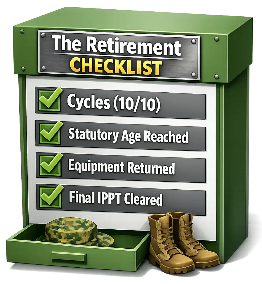 Picture illustrating theretirement checklist for for NSmen